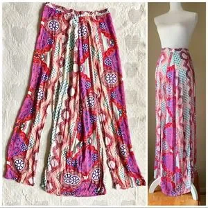 unknown Skirts Mslit Maxi Skirt Medallion Multi Print Double Slits In Front Back Large Poshmark